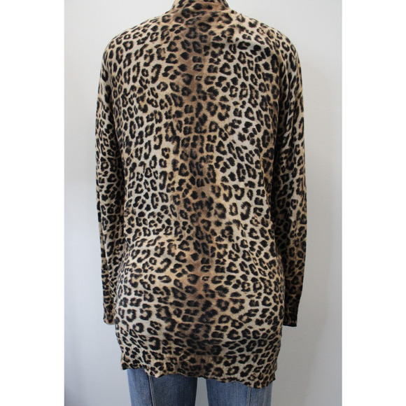 Chico's Cardigan Sweater Womens 2 (12/L) Leopard Tight Knit Button Front - Picture 3 of 7